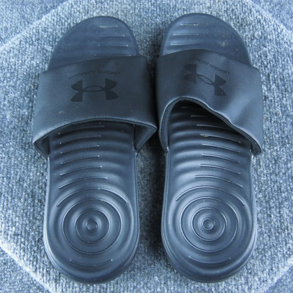 Under Armour Comfort Men Slide‎ Sandals Size 8 Medium Black Synthetic Slip On